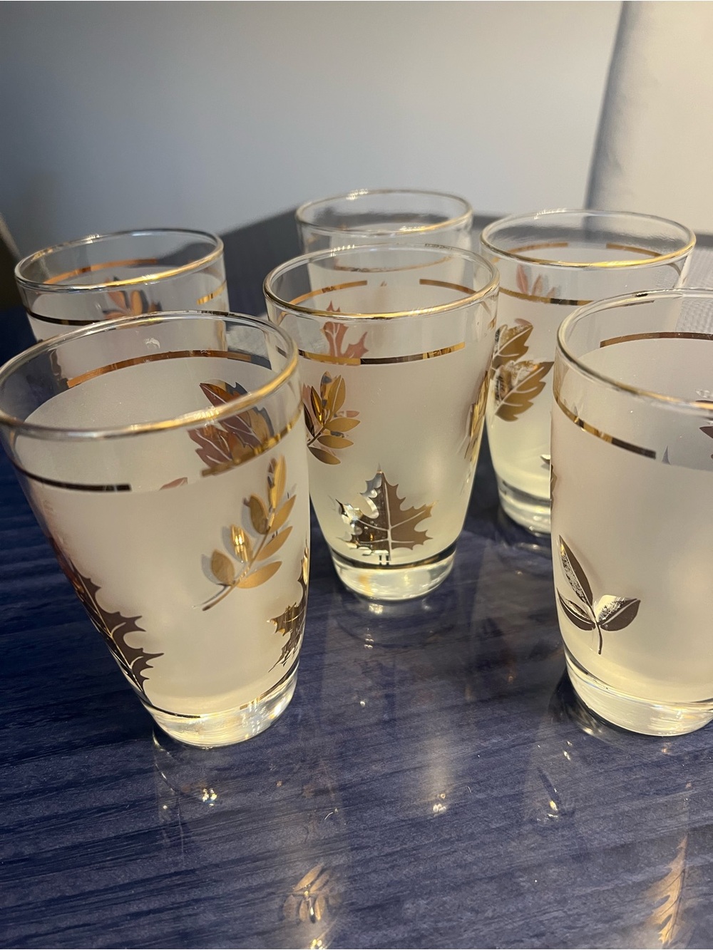 6 Vintage Golden Foliage Tumblers By Libby-10 oz